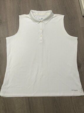 Women's XL Columbia White Sleeveless Polo Tank Top Shirt NWOT